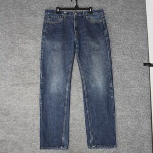 Levis 505 Straight Fit Jeans Mens 38x34 Blue Denim Regular Leg Workwear Utility